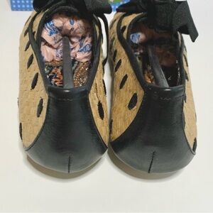 Irregular Choice Woven Straw Flats Black Polka Dots size 6 36.5 Whimsy Fun